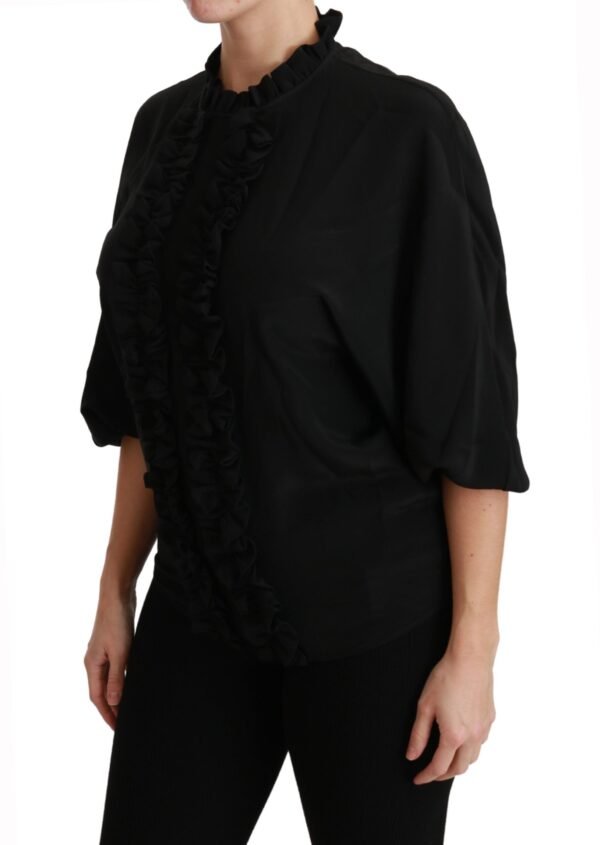 Dolce & Gabbana Elegant Black Silk Short Sleeve Blouse - Image 3