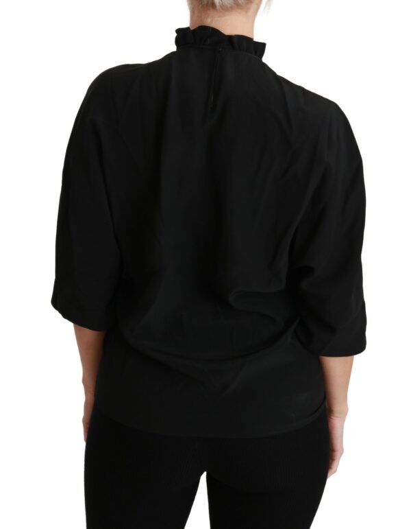 Dolce & Gabbana Elegant Black Silk Short Sleeve Blouse - Image 4