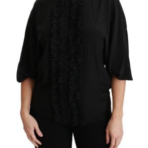 Dolce & Gabbana Elegant Black Silk Short Sleeve Blouse