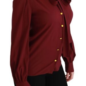 Dolce & Gabbana Elegant Maroon Silk Blend Polo Blouse