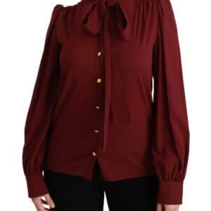 Dolce & Gabbana Elegant Maroon Silk Blend Polo Blouse