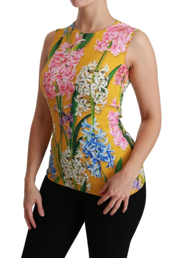 Dolce & Gabbana Sunshine Floral Crewneck Sleeveless Blouse - Image 3