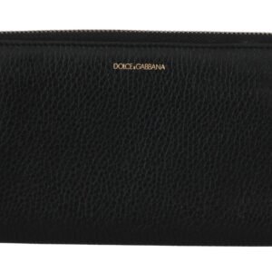 Dolce & Gabbana Elegant Black Leather Zip Continental Wallet