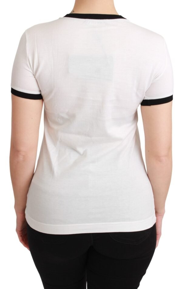 Dolce & Gabbana Elegant White Cotton Crewneck Tee with Motive - Image 4