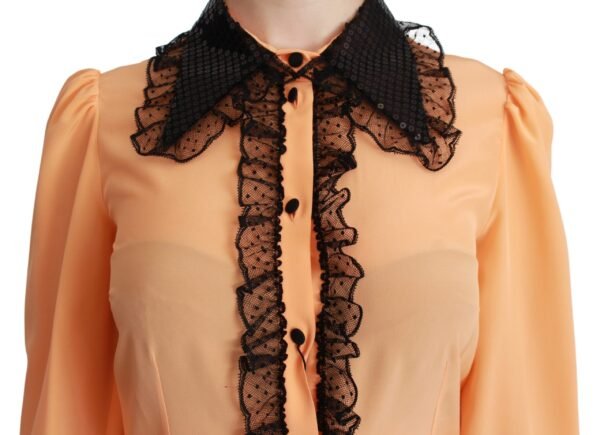 Dolce & Gabbana Silk Blend Yellow Blouse with Sequined Collar - Image 5