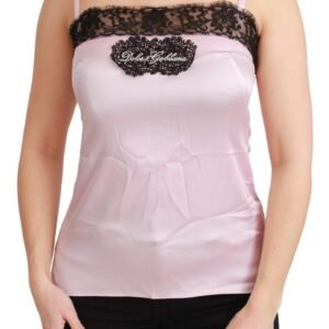 Dolce & Gabbana Elegant Silk Lace Detail Tank Top