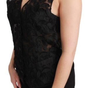 Dolce & Gabbana Elegant Floral Black Silk Blend Vest