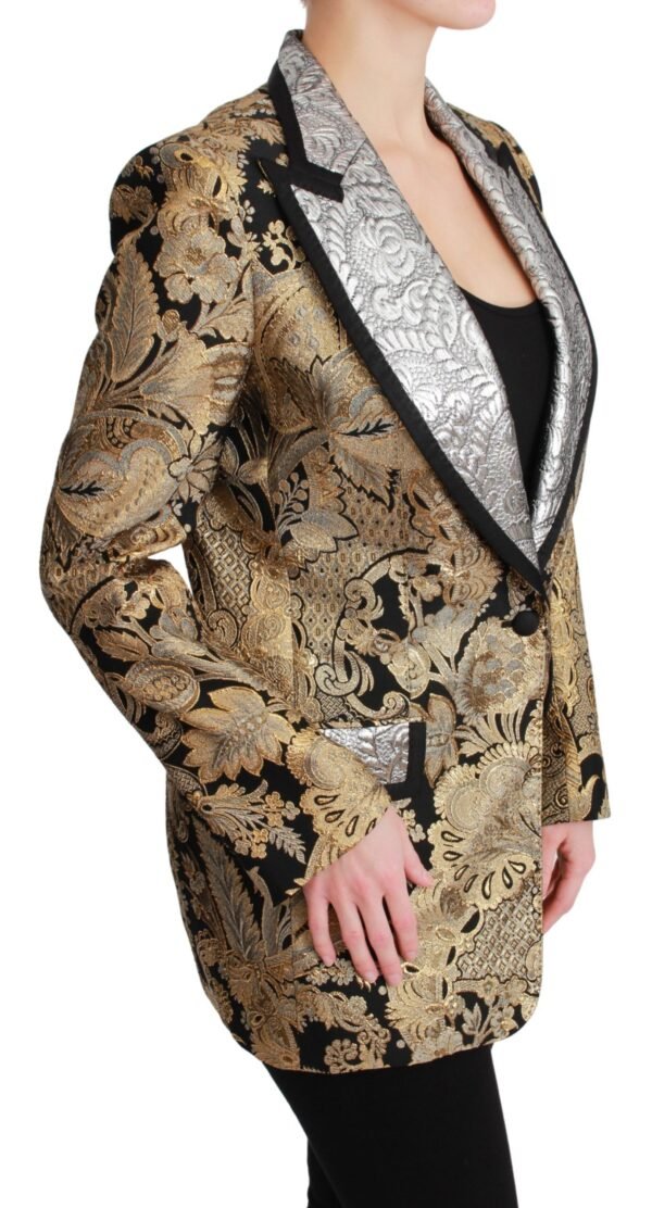 Dolce & Gabbana Elegant Gold Floral Jacquard Blazer - Image 2