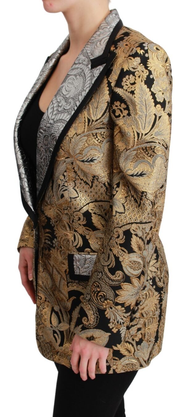 Dolce & Gabbana Elegant Gold Floral Jacquard Blazer - Image 3