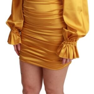 Dolce & Gabbana Radiant Yellow Silk Bodycon Mini Dress