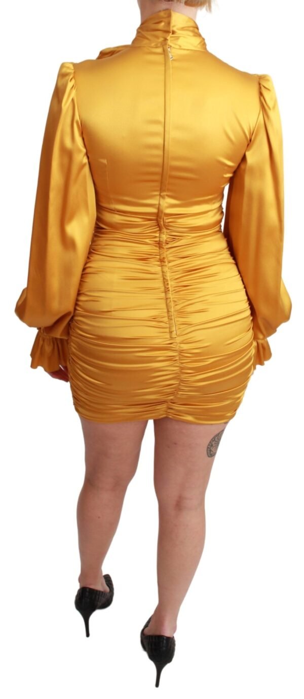 Dolce & Gabbana Radiant Yellow Silk Bodycon Mini Dress - Image 4