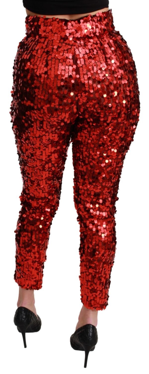 Dolce & Gabbana Elegant High-Waist Cropped Red Trousers - Image 4