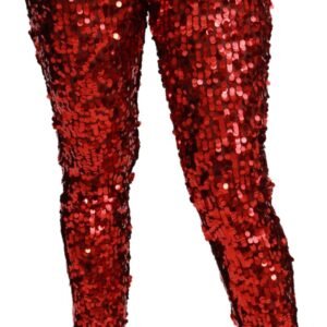 Dolce & Gabbana Elegant High-Waist Cropped Red Trousers