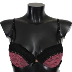 Roberto Cavalli Elegant Black Lace Push-Up Bra