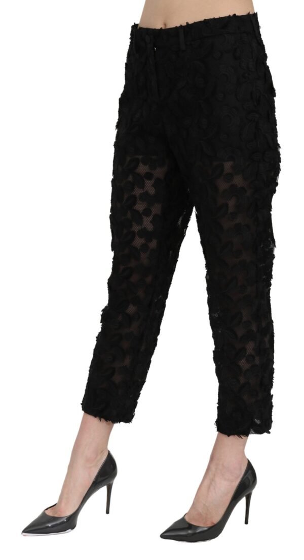 Dolce & Gabbana Elegant Straight Cropped Lace Trousers - Image 2