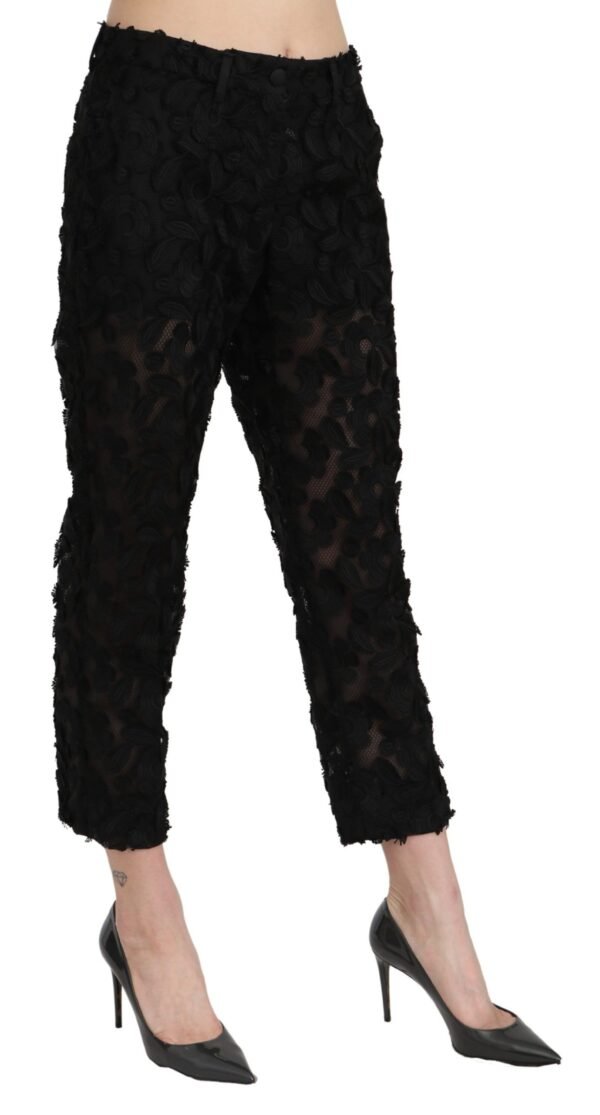 Dolce & Gabbana Elegant Straight Cropped Lace Trousers - Image 4