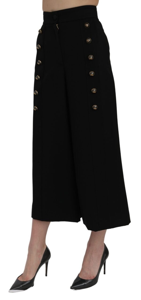 Dolce & Gabbana Elegant High Waist Wide Leg Wool Pants - Image 4