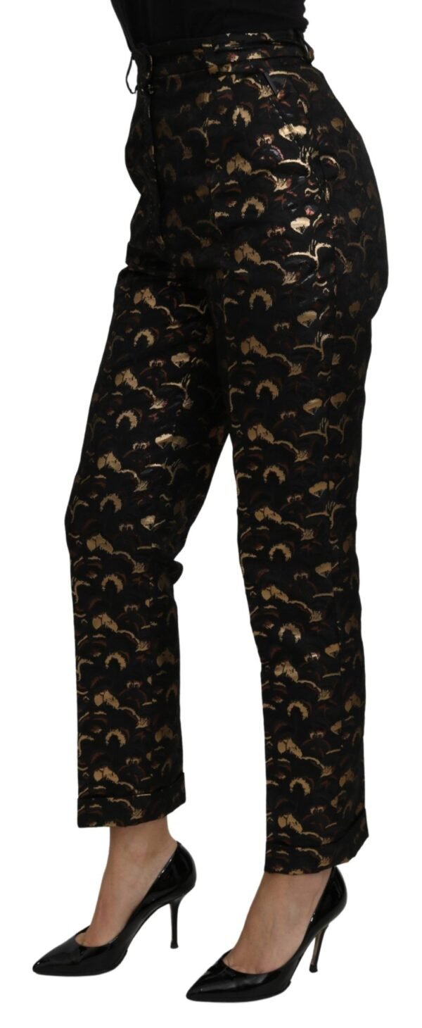 Dolce & Gabbana Elegant High Waist Tapered Brocade Pants - Image 4