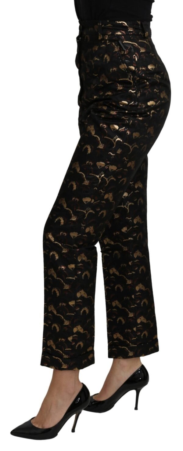 Dolce & Gabbana Elegant High Waist Tapered Brocade Pants - Image 3