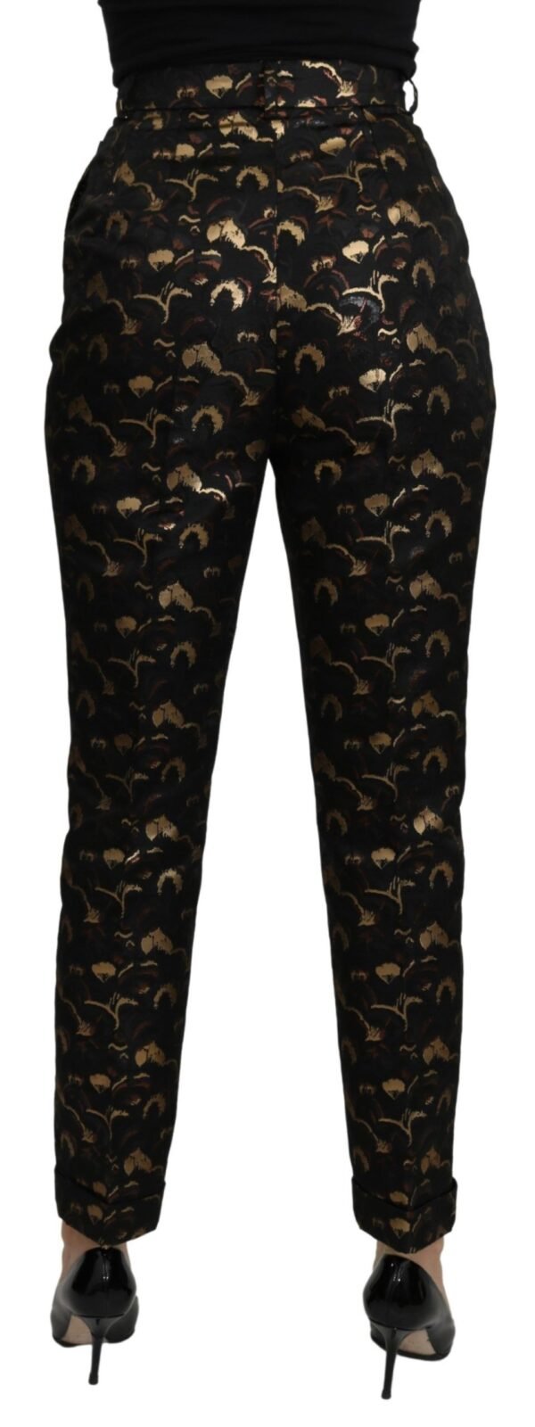 Dolce & Gabbana Elegant High Waist Tapered Brocade Pants - Image 2