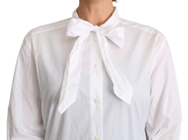 Dolce & Gabbana Elegant Scarf Neck Cotton Blouse - Image 3