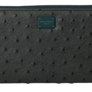 Dolce & Gabbana Exquisite Green Ostrich Leather Continental Wallet