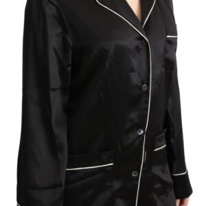 Dolce & Gabbana Elegant Silk Black Button-Up Blouse