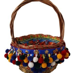 Dolce & Gabbana Multicolor Embellished Wicker Tote