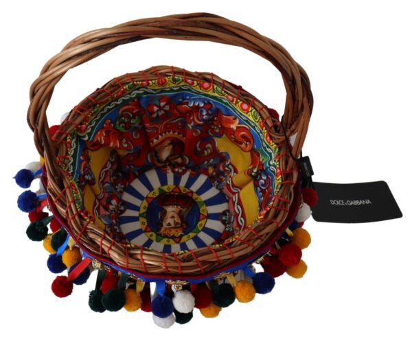 Dolce & Gabbana Multicolor Embellished Wicker Tote - Image 4