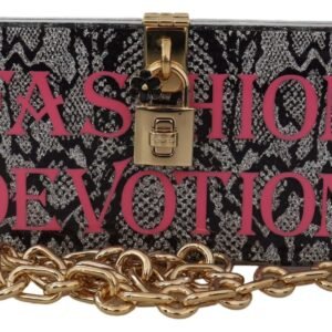 Dolce & Gabbana Gray Resin Dolce Box Clutch with Gold Details