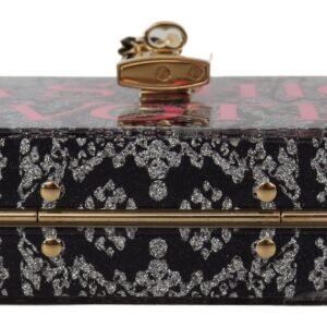 Dolce & Gabbana Gray Resin Dolce Box Clutch with Gold Details