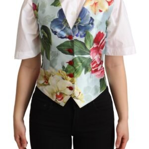 Dolce & Gabbana Elegant Floral Print Silk Waistcoat