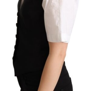 Dolce & Gabbana Elegant Silk Blend Black Waistcoat