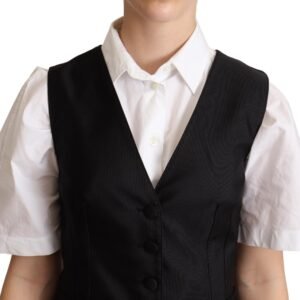 Dolce & Gabbana Elegant Silk Blend Black Waistcoat