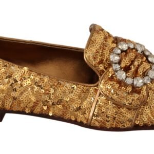 Dolce & Gabbana Elegant Gold Sequin Crystal Flats