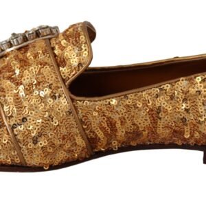 Dolce & Gabbana Elegant Gold Sequin Crystal Flats