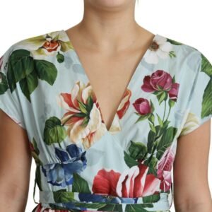 Dolce & Gabbana Floral Elegance V-Neck Cotton Dress