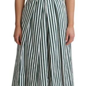 Dolce & Gabbana Chic Sleeveless A-Line Dress in White & Green