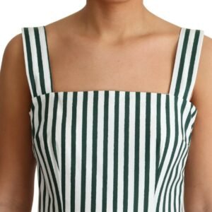 Dolce & Gabbana Chic Sleeveless A-Line Dress in White & Green