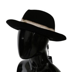 Dolce & Gabbana Elegant Black Lapin Wide Brim Panama Hat