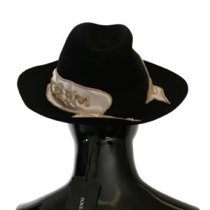 Dolce & Gabbana Elegant Black Lapin Wide Brim Panama Hat