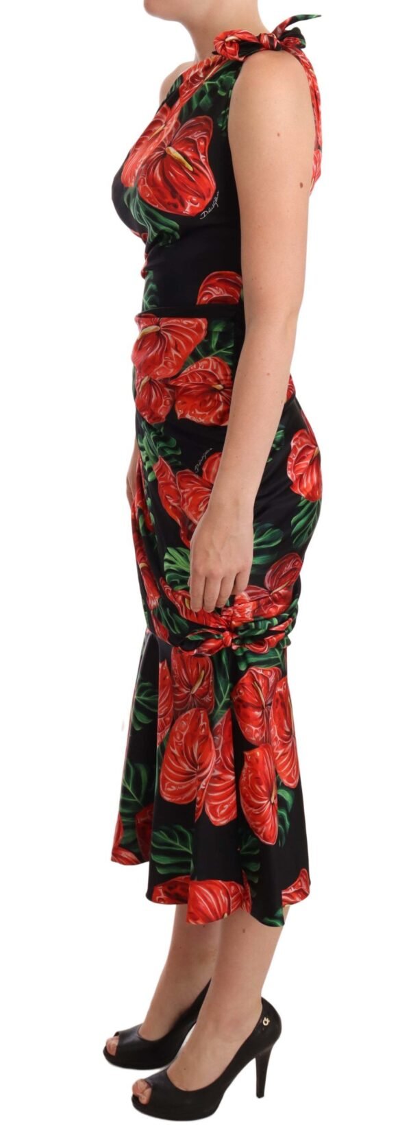 Dolce & Gabbana Elegant Floral Silk Draped Dress - Image 2