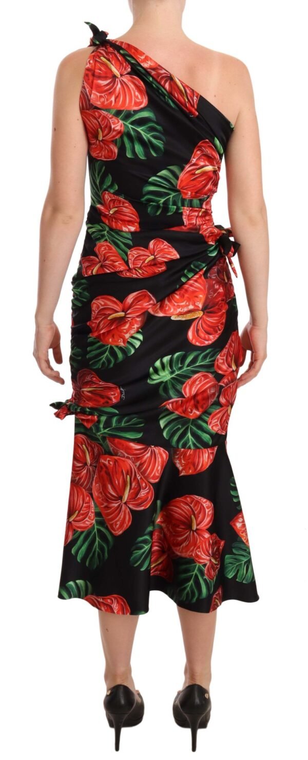 Dolce & Gabbana Elegant Floral Silk Draped Dress - Image 3