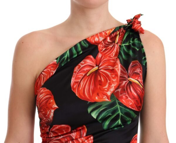 Dolce & Gabbana Elegant Floral Silk Draped Dress - Image 4