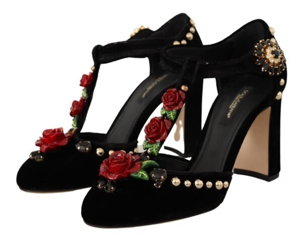 Dolce & Gabbana Elegant Velvet T-Strap Mary Jane Pumps - Image 3