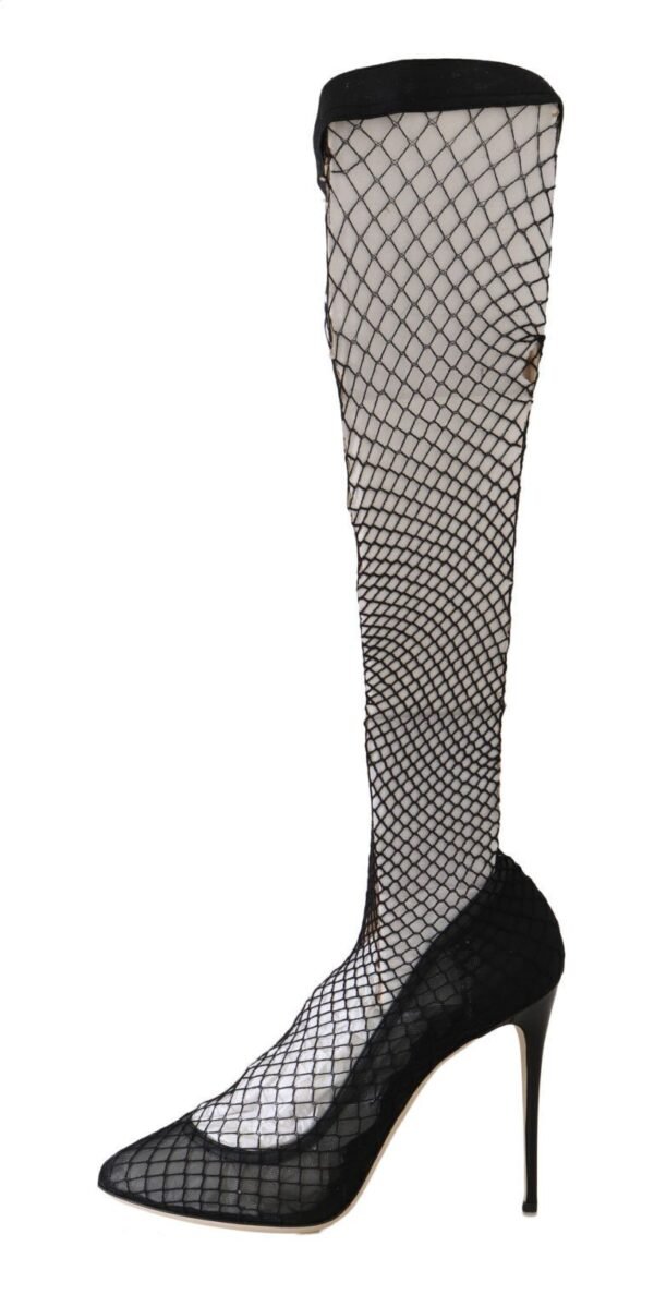 Dolce & Gabbana Elegant Netted Sock Pumps in Timeless Black - Image 2