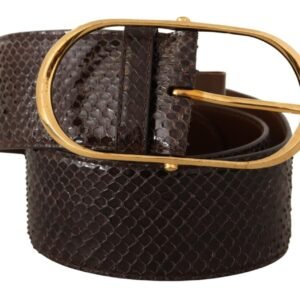 Dolce & Gabbana Elegant Python Leather Belt with Gold Buckle