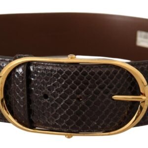 Dolce & Gabbana Elegant Python Leather Belt with Gold Buckle