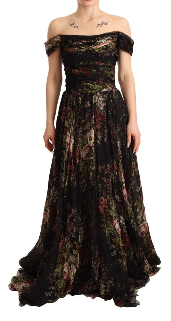 Dolce & Gabbana Floral Silk Off-Shoulder Long Dress - Image 2