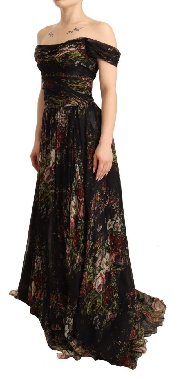 Dolce & Gabbana Floral Silk Off-Shoulder Long Dress - Image 3